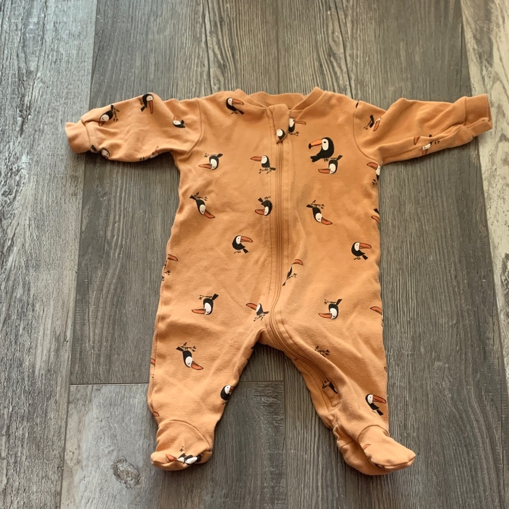 Pekkle‎ Adorable Orange Penguin Print Kids One Piece